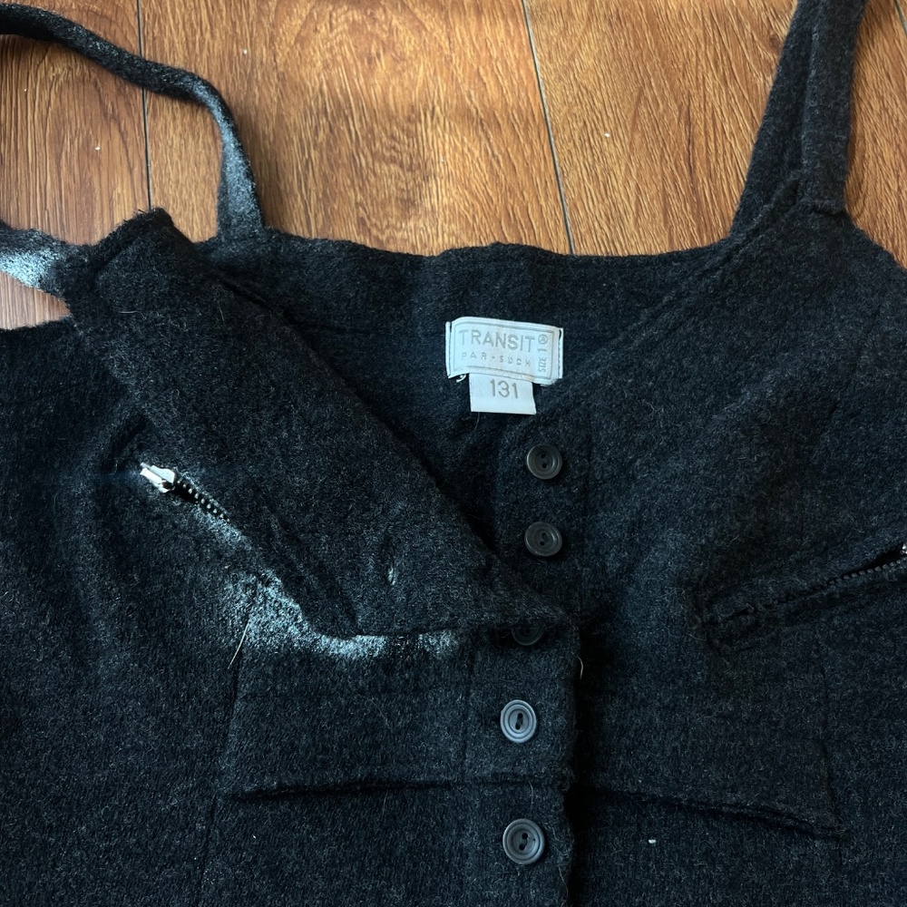 Black Wool Zipper & Button Tank Top - Picture 5 of 7